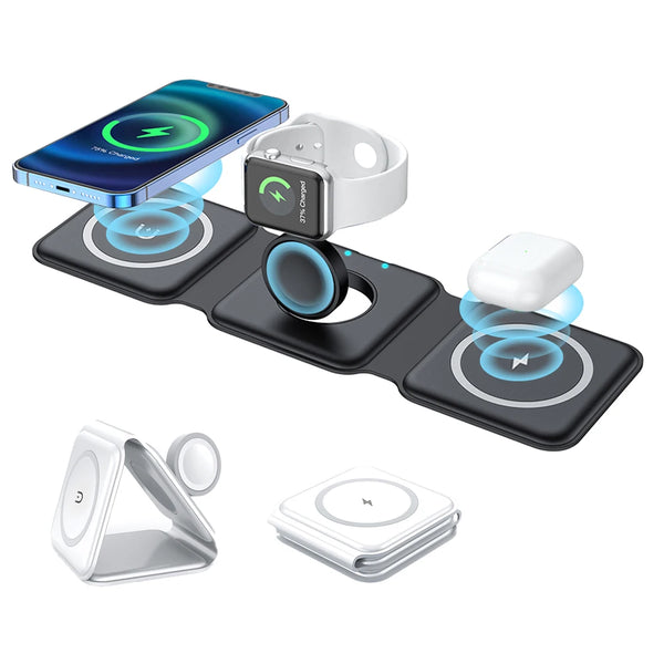 Customized Multifunction Foldable 15W Fast Charging Station 3 in 1 Strong Magnetic