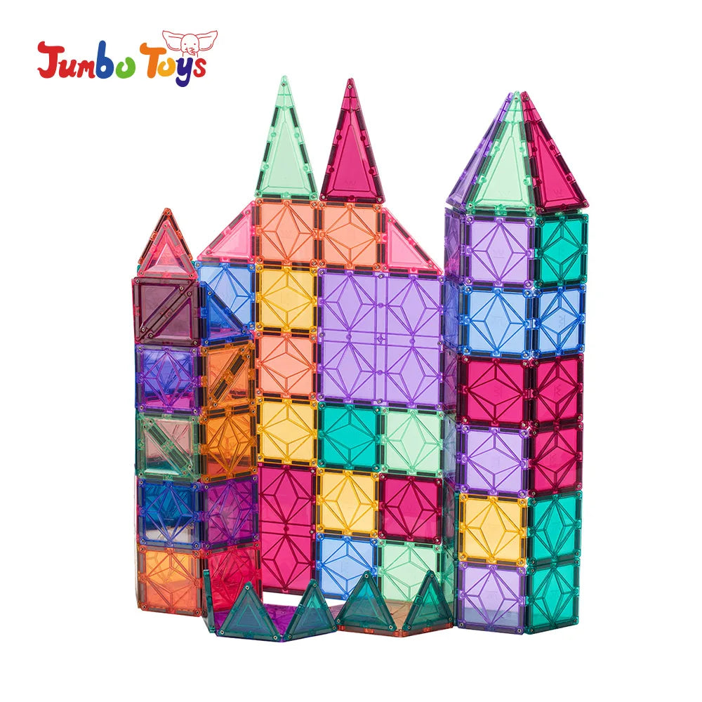 Color Magnetic Tiles Building Blocks Set Kids Educational Construction Toy for Preschool