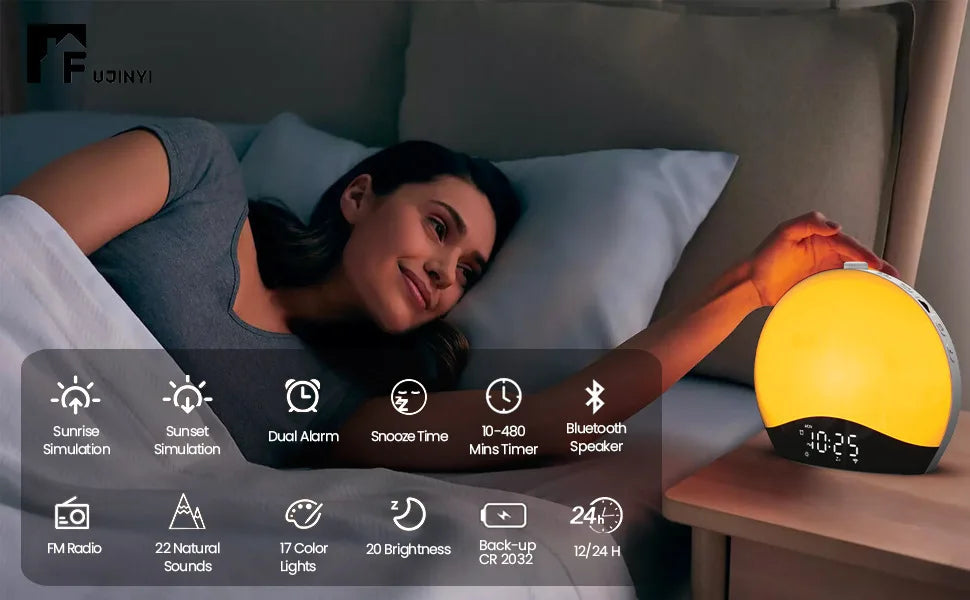 Smart Wake Up Light Sunrise Alarm Clock for Kids Adults Bedroom With Sunrise Simulation