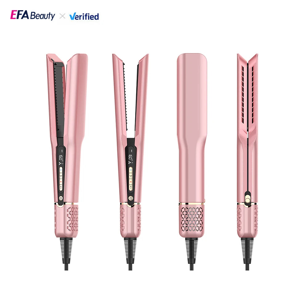 Professional Steam Hair Straightener with Ceramic Brush