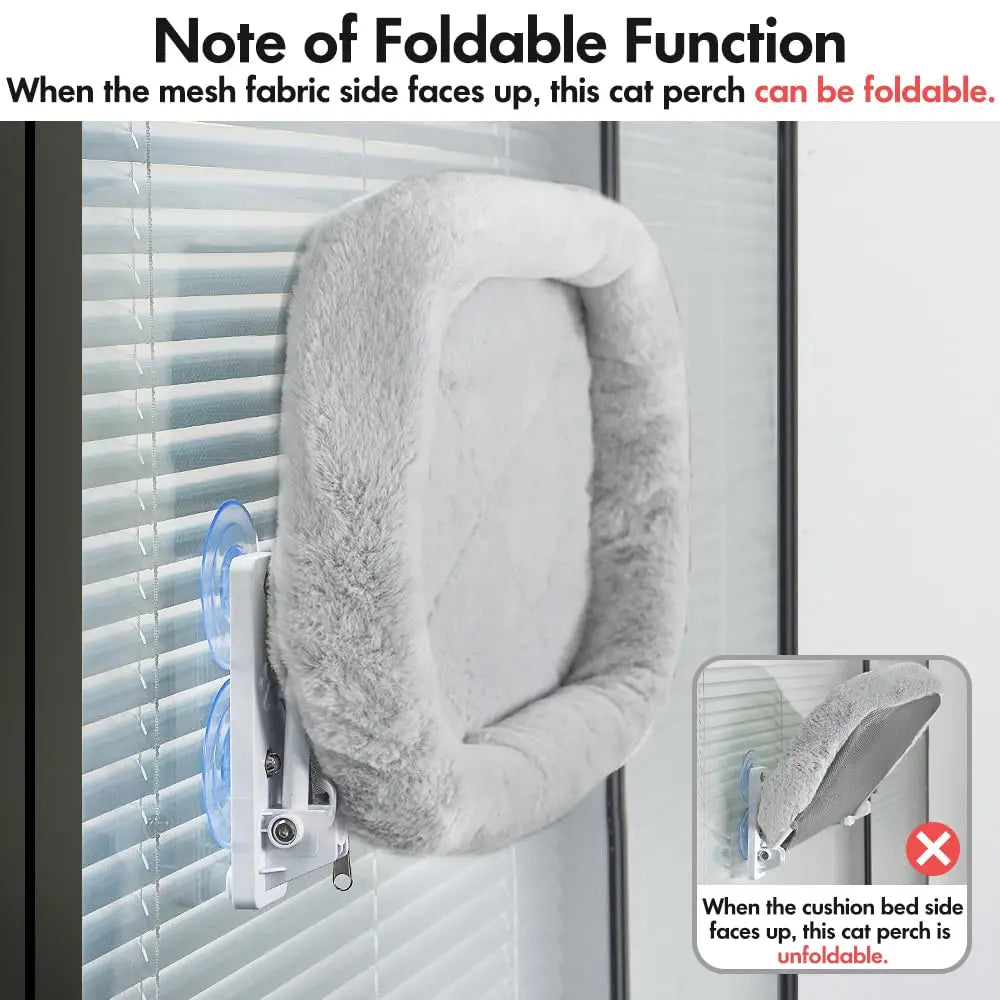 Custom Cordless Cat Window Perch with Metal Frame and Soft Cover Foldable Cat Hammock