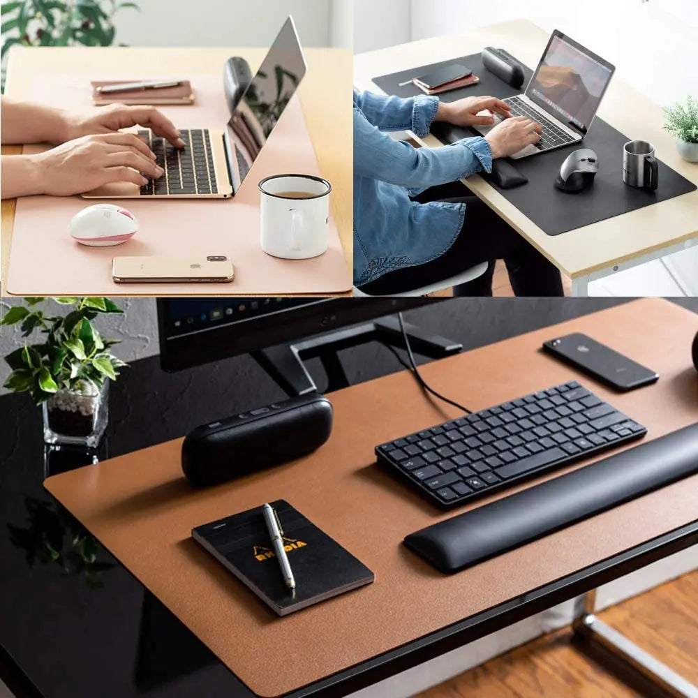Double Sided Large Leather Waterproof Non-Slip Desk Pad Gaming Mouse Pad for Office Home