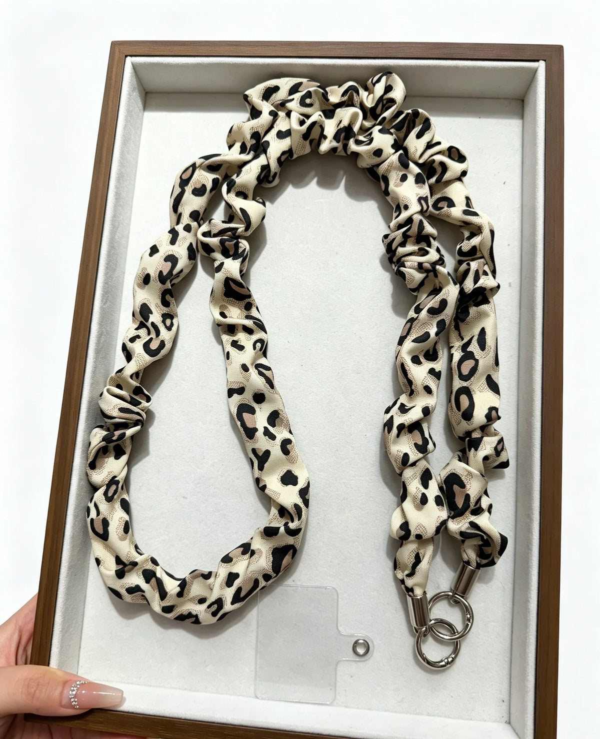 Autumn/Winter Leopard-Print Fabric Phone Strap Long Crossbody Lanyard High-End Alloy