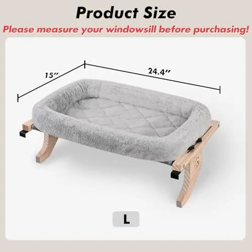 Easy to Adjust Cat Bed Wood Window Perch Sturdy Hammock Wooden House for Cats