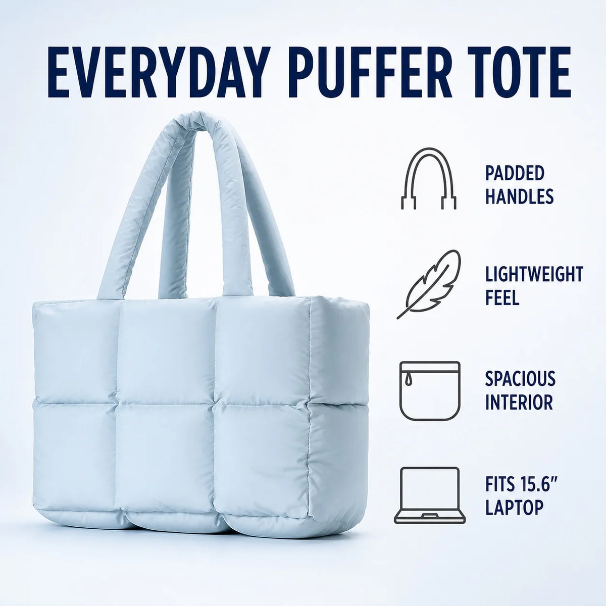 Royal Fair Custom Shoulder Tote Bag with Zipper Fashion Quilted Puffer Tote Bag Nylon