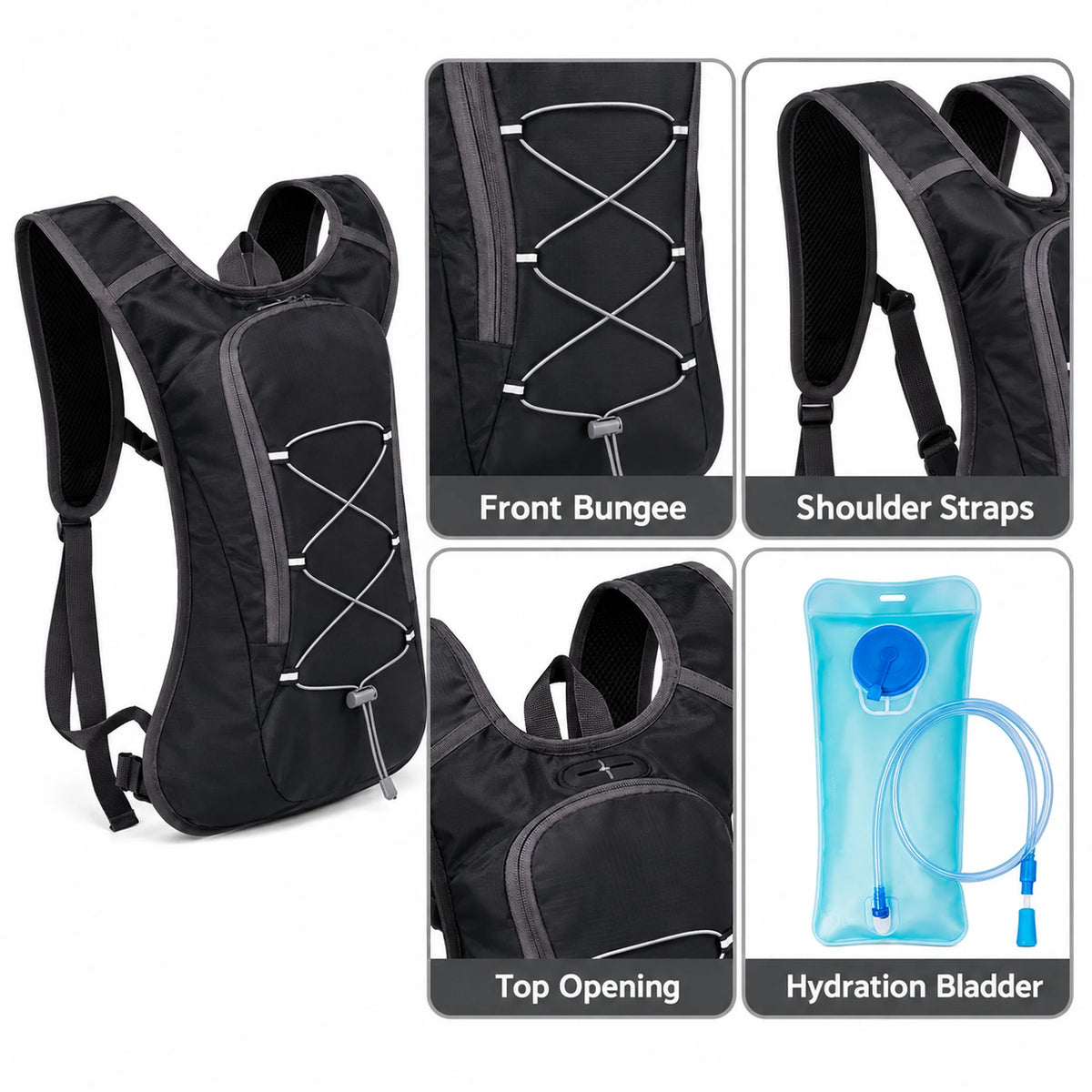 Waterproof Hydration Backpack Ultralight Cycling Vest with Reflective Trim Water Bladder