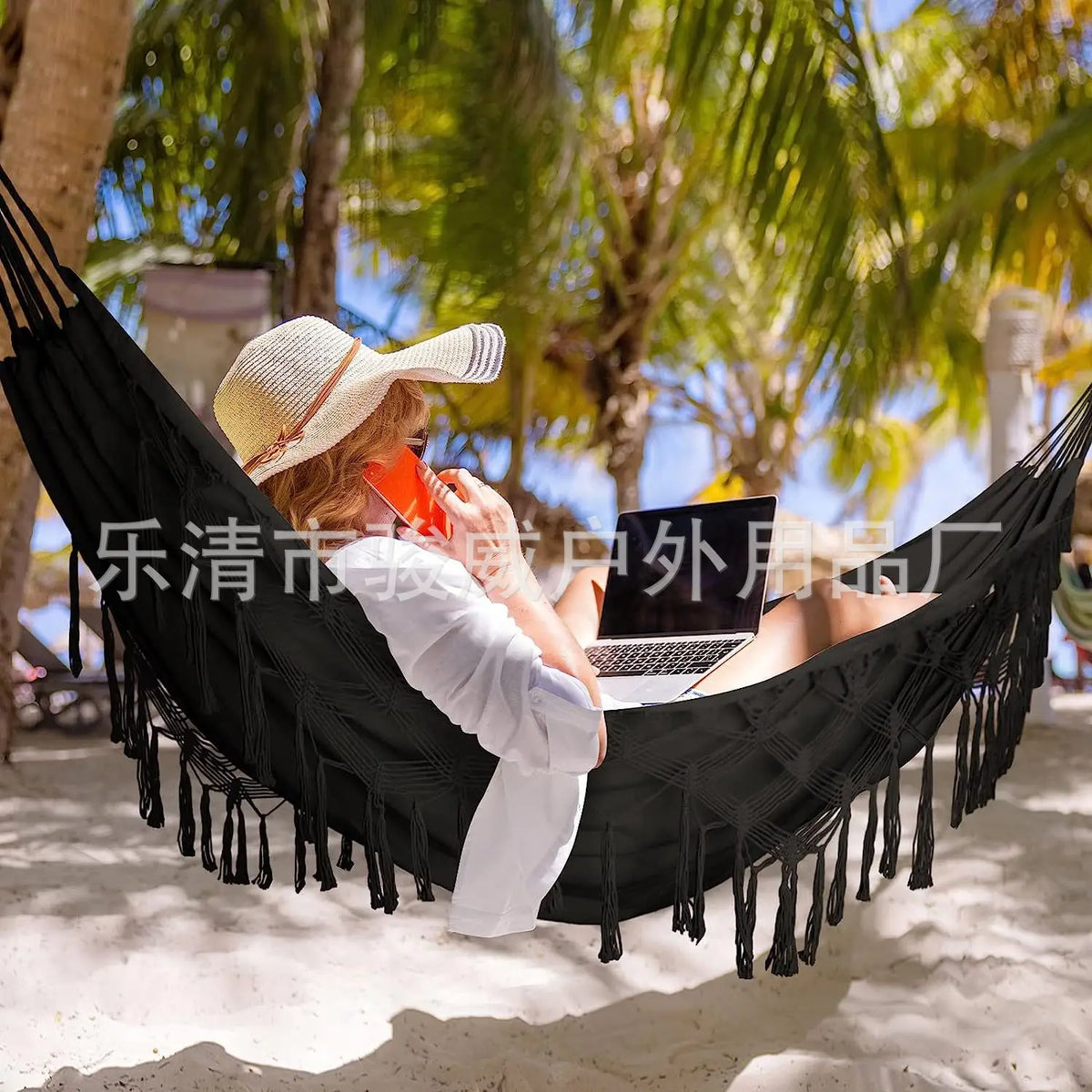 Single or Double Tassel Hammock with Swing Feature Indoor or Outdoor Use Made of Cotton