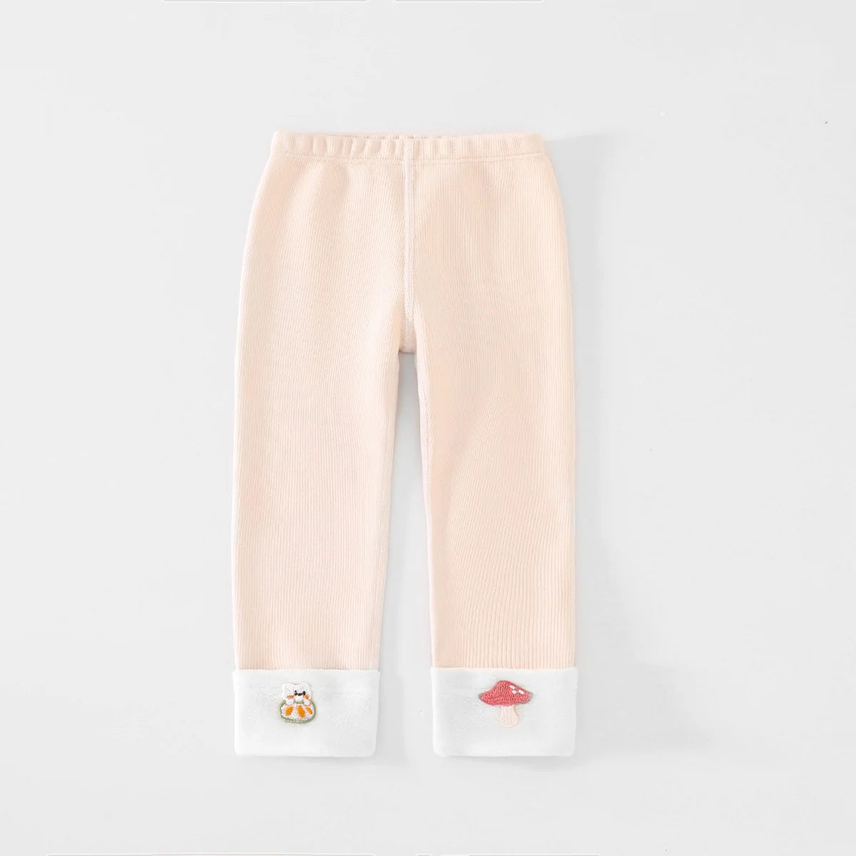 Stylish Cute Girls' Autumn/Winter Fleece-Lined Elastic Waist Leggings & Solid Color Kids'