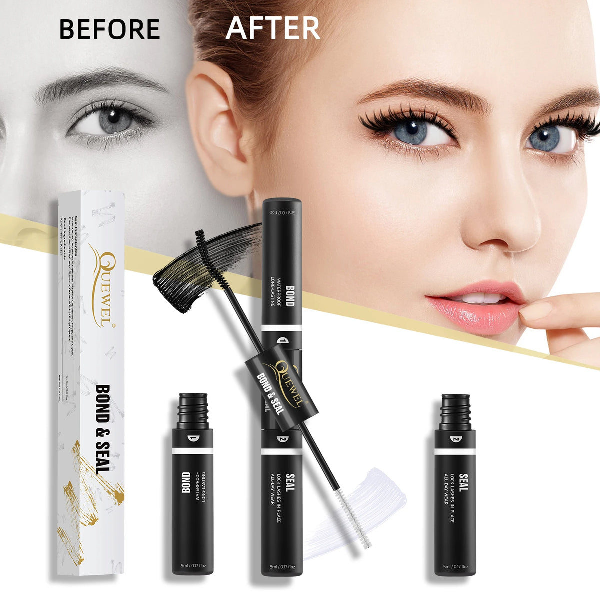 Lash Clusters Bond and Seal, Black Cluster Lashes Glue for DIY Lashes, Strong