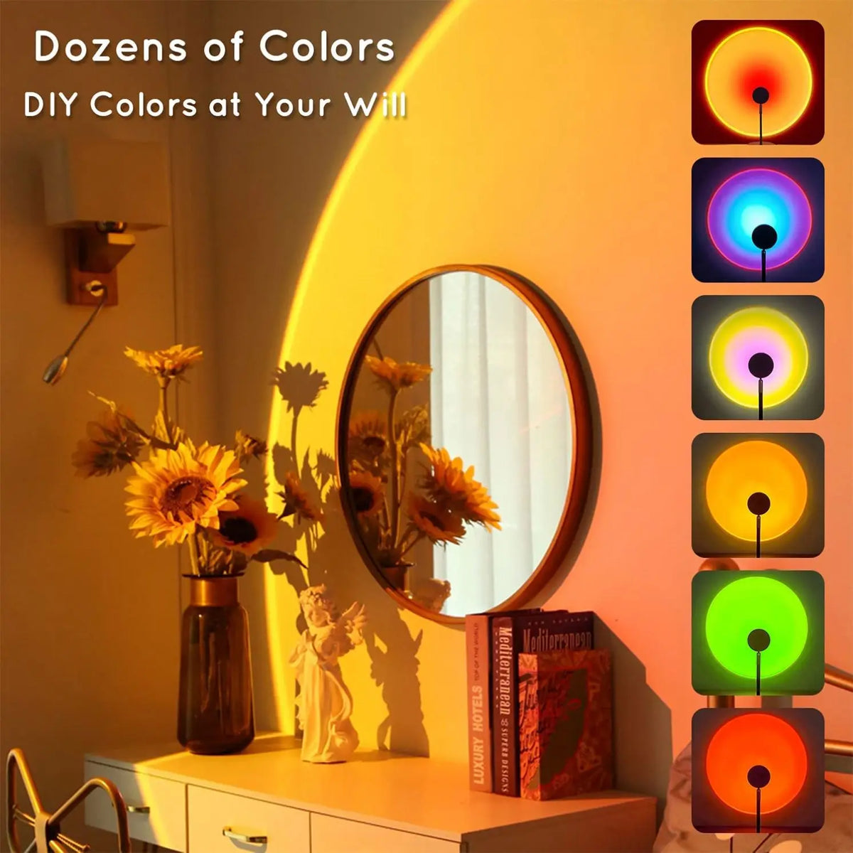Led Rainbow Rgb Ufo Sunset Light Projection Lamp 360 Smart App Control 16 Colors Sunset