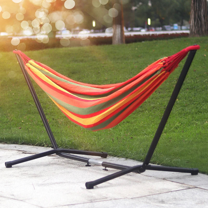Outdoor Garden Camping Hammock Swing Chair Double Hammock with Steel Stand and Carrying