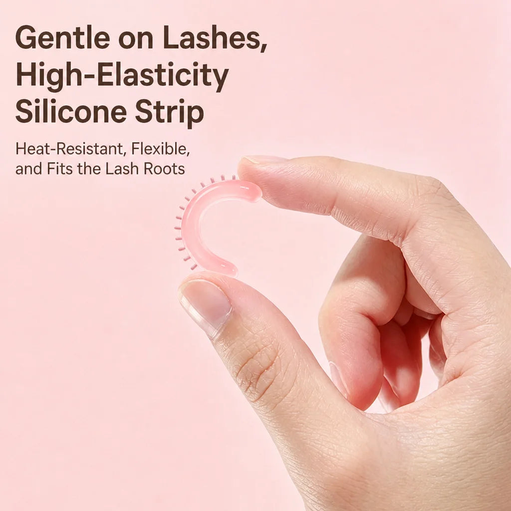 Portable Heated Lash Curler Clip Comb Three Heat Levels Flexible Silicone Strip for Daily