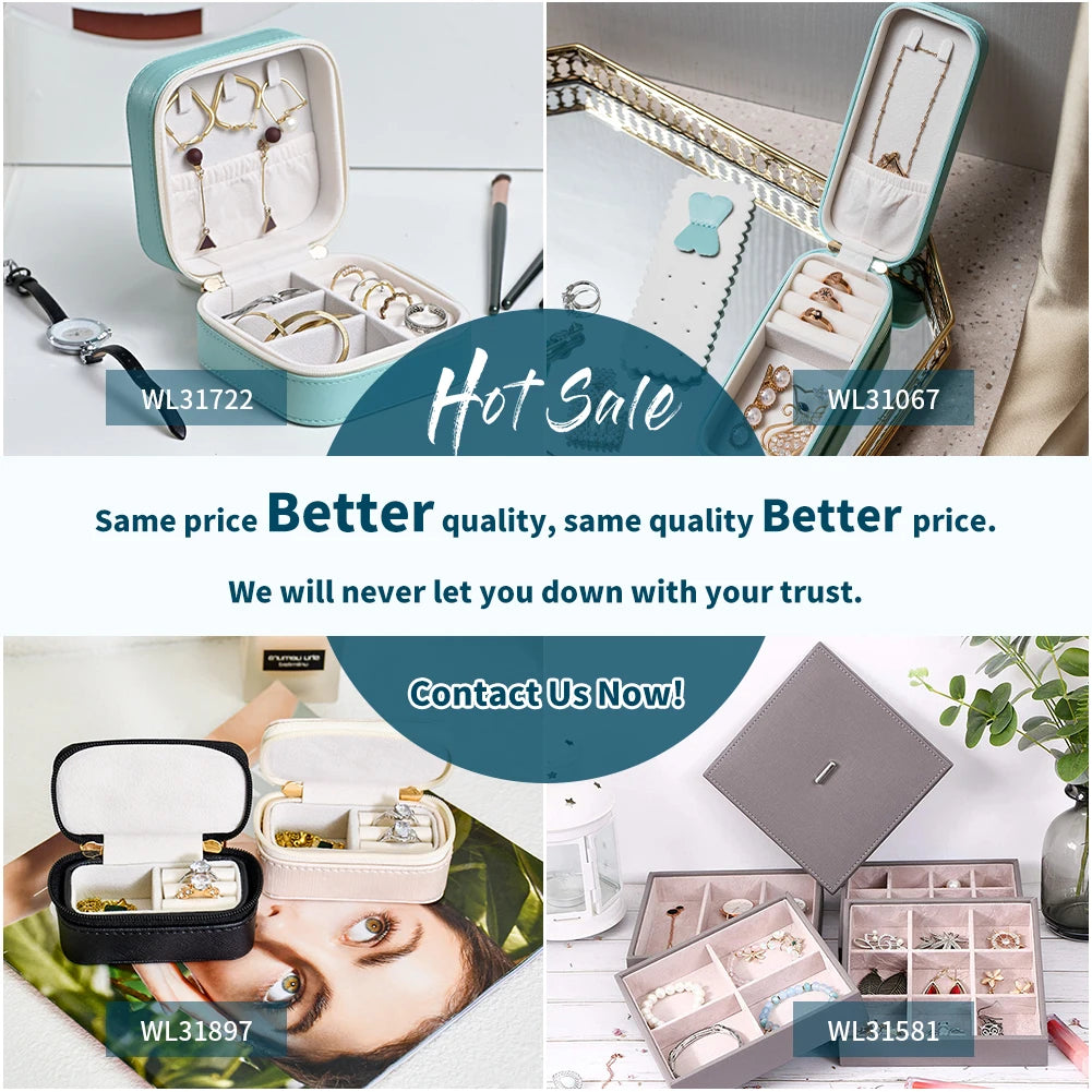 Handmade Craft Portable Travel Jewelry Organizer Box Multifunctional Square Mini Jewelry