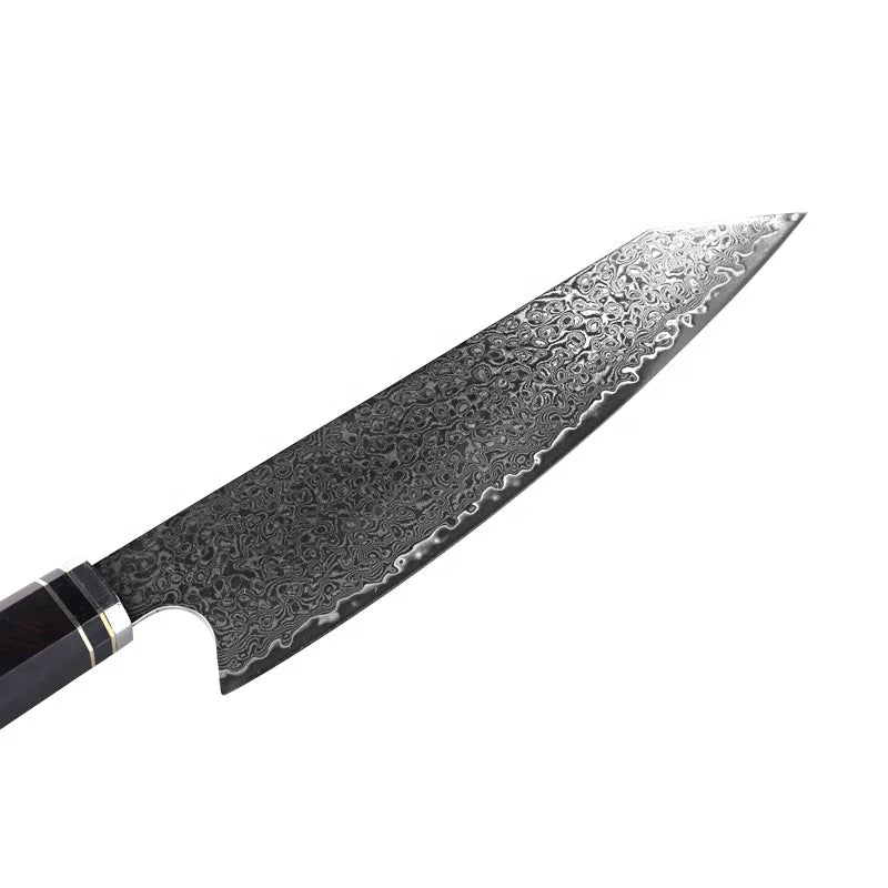 Keensun 67-Layer VG10 Damascus Steel Chef Knife with Ebony Wood Handle Ambidextrous Up