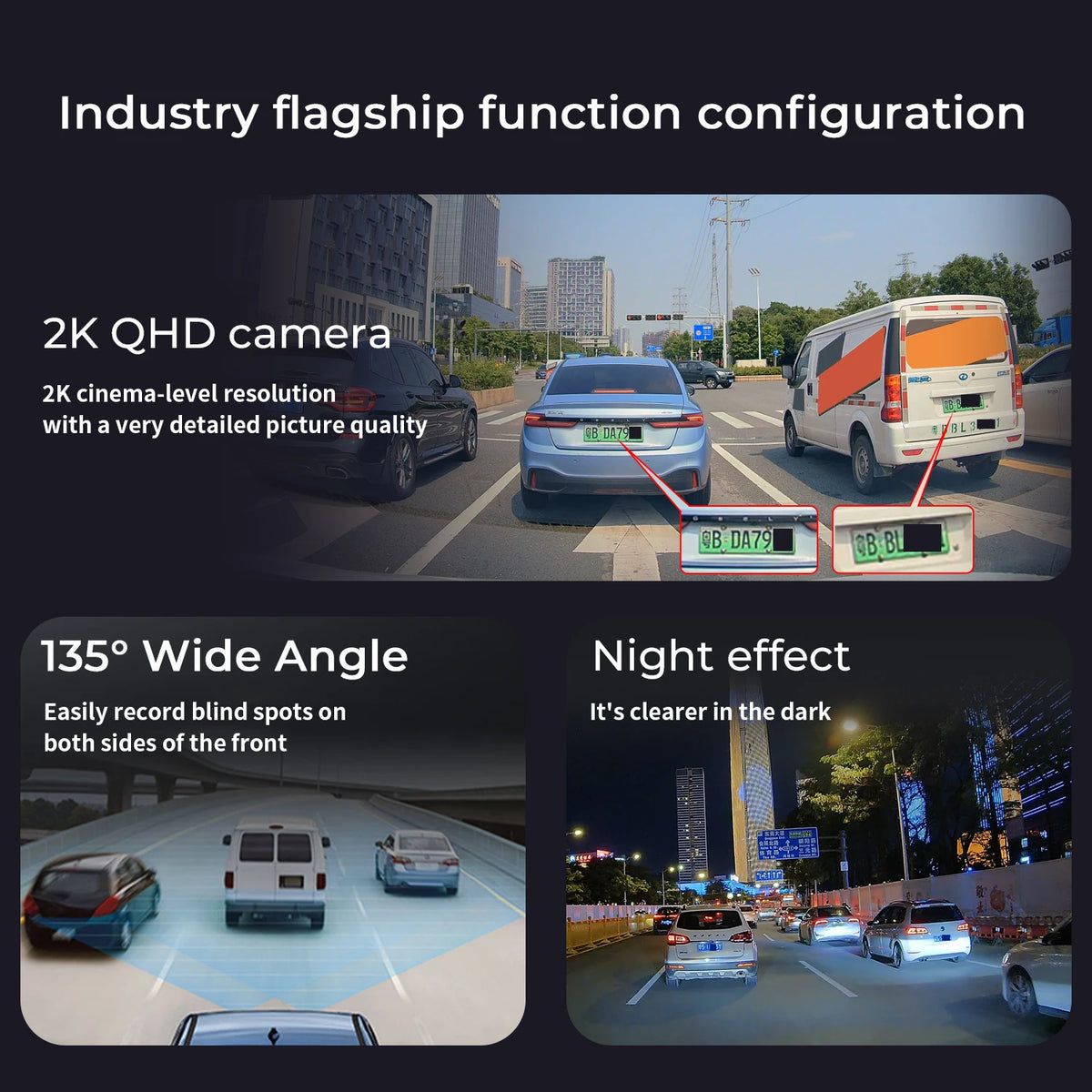 Car Camera Dual Lens Front 2K Rear 1080P Parking Mode Loop Recording T2 Mini Ultra HD 4G