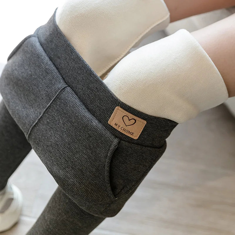 Casual Winter Warm Fleece Leggings Breathable Seamless Knitted Fabric Pockets Thick