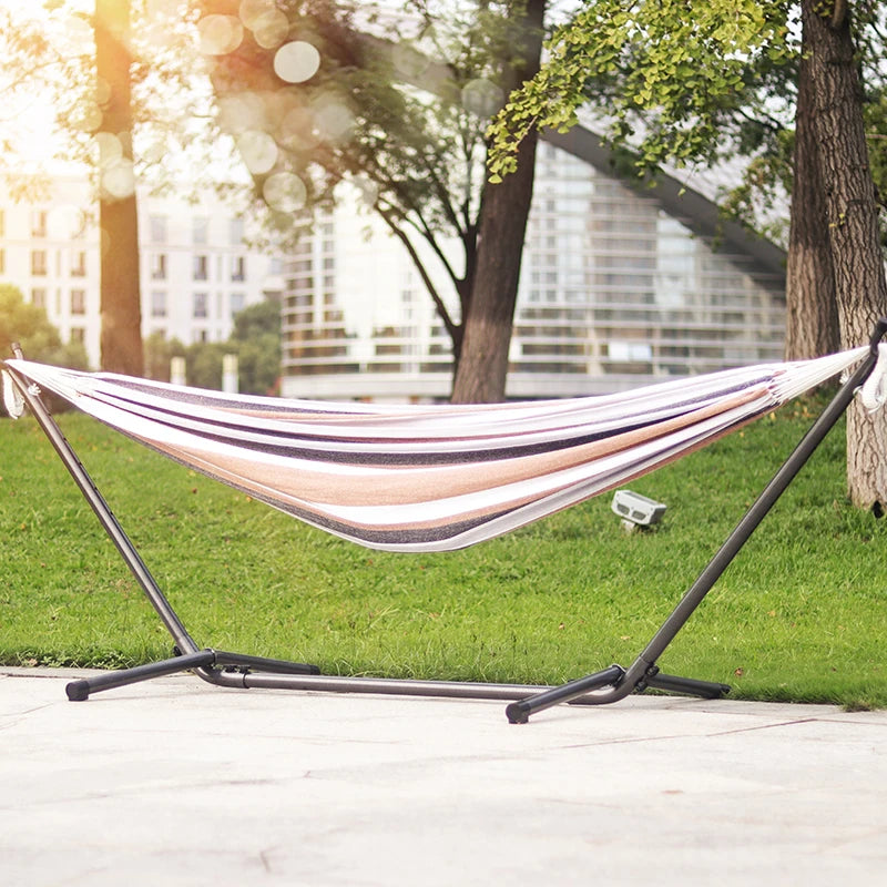 Outdoor Garden Camping Hammock Swing Chair Double Hammock with Steel Stand and Carrying