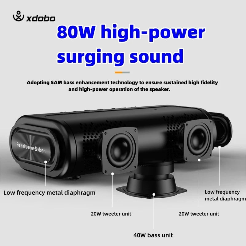 Xdobo Book Small Music Sound Subwoofers Deep Bass Speaker 80W Powerful Portable