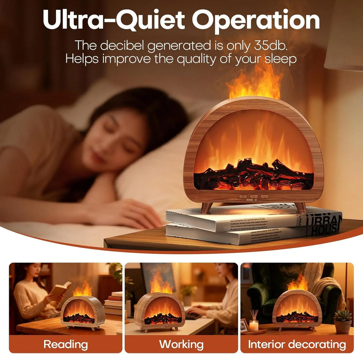 Portable USB Plastic Aroma Diffuser Flame Humidifier 3D Fire Ultrasonic Remote Control
