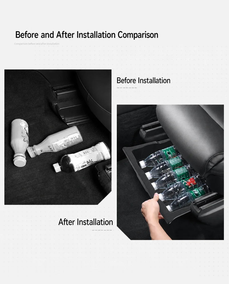 TPE Front Seat Car Seat Gap Filler Cup Holder Storage Box Tesla Model X Under-Seat