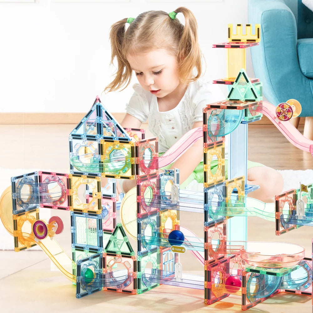 Creative Strong Magnet Tiles Tube Construction Building Blocks Magnetic Tiles Marble Run