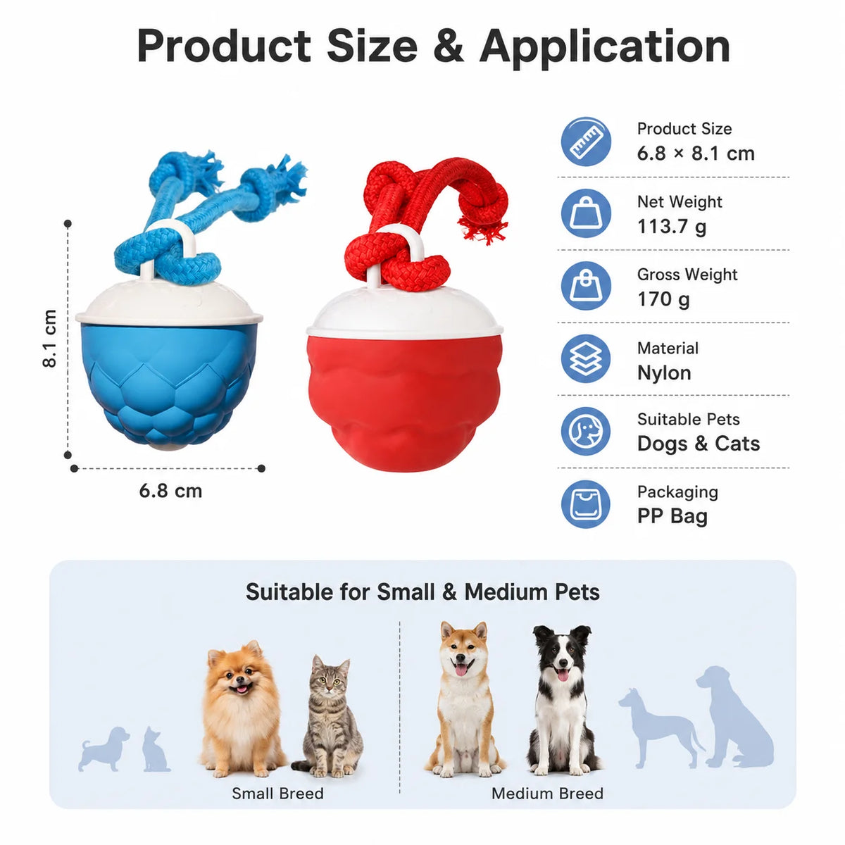 Custom Smart Automatic Rolling Ball Electric Interactive Nylon Rope Sound Ball Lovely Pet