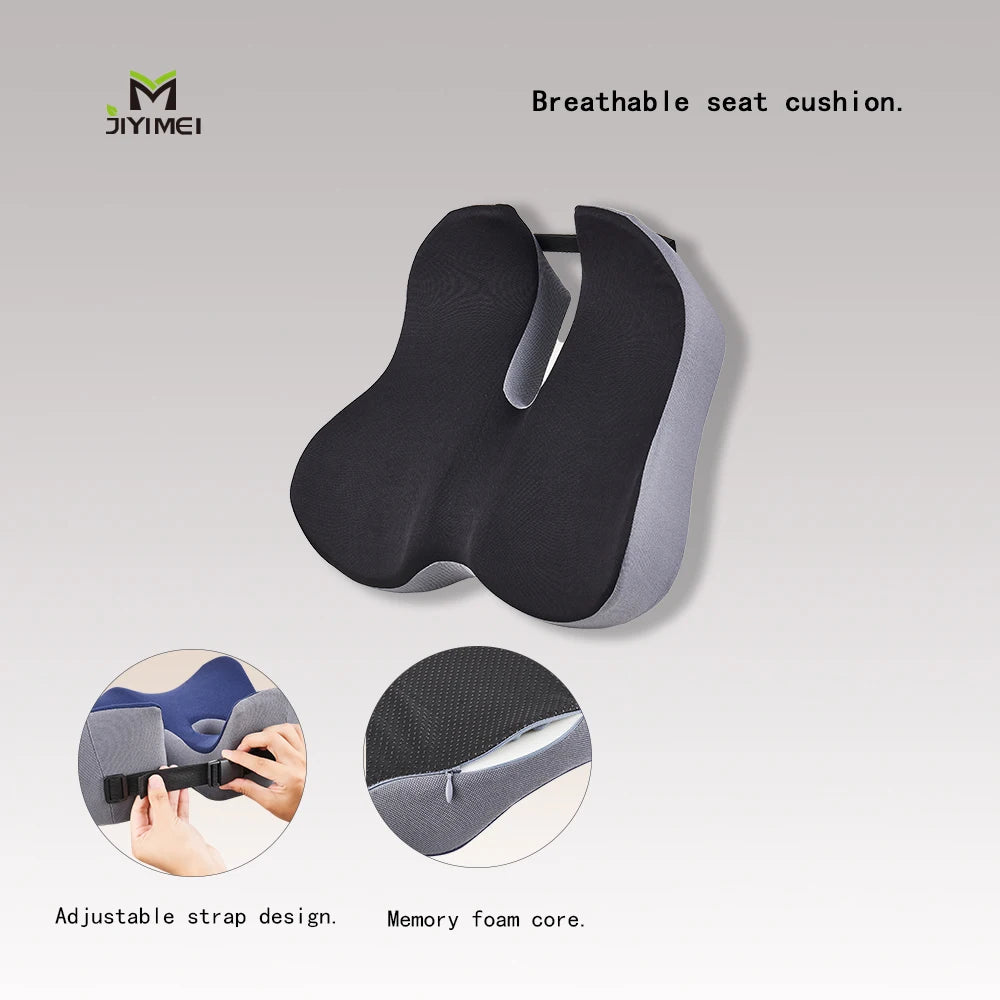Ergonomic Memory Foam Coccyx Orthopedic Seat Cushion Air Mesh Cover Eco-Friendly Washable