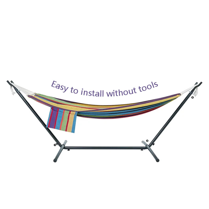 Garden Outdoor Camping Hammock With Foldable Steel Stand & Carry Bag Hanging Swing Bed