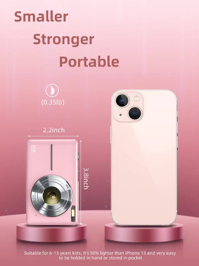 32GB Kids Mini FHD Full HD Digital Camera Face Detection Retro Pink Children'S