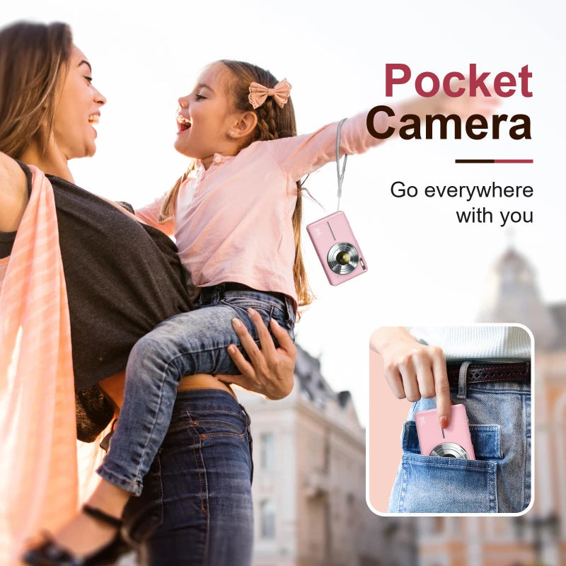 32GB Kids Mini FHD Full HD Digital Camera Face Detection Retro Pink Children'S