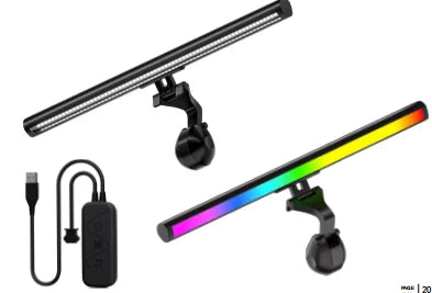 180° Rotatable RGBIC Dual Light USB DC5V 5W Monitor Screen Hanging Light Bar for Gaming