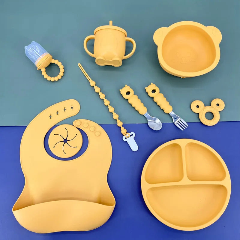Baby Products Silicone Baby Feeding Set Food Grade BPA Free Silicone Dinnerware Baby Set