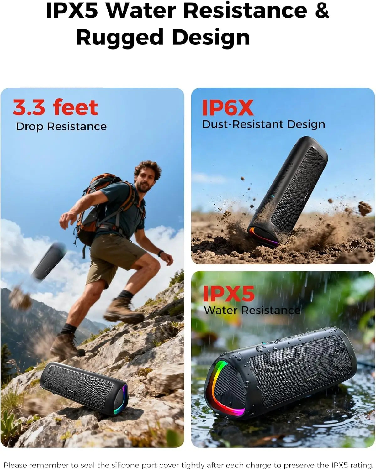 Bluetooths Speaker IPX6 Waterproof Speaker with HD Sound Portable Wireless Speakers