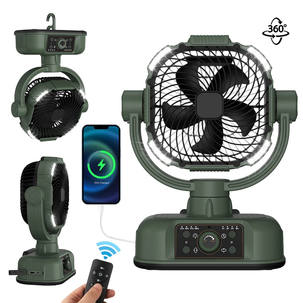 Wall Mounted Outdoor Fan Summer Gift Air-Cooled Fan USB Rechargeable Desktop Portable