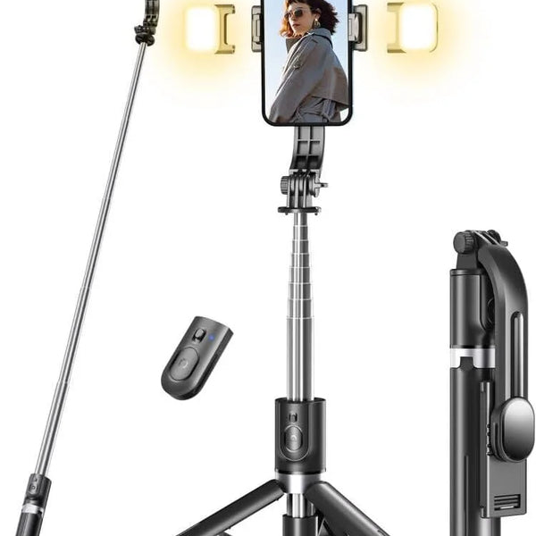192cm Long Selfie Stick Tripod with Light Rechargeable Remote for Iphone Android Phones