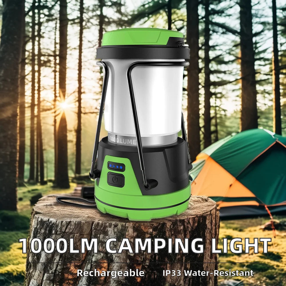 1000LM Rechargeable Camping Lantern with USB Output Power Bank Multi Light Modes Hanging