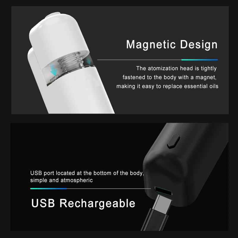 Rechargeable Electric Humidifier Luxury Car Diffuser Waterless Air Freshener Essential