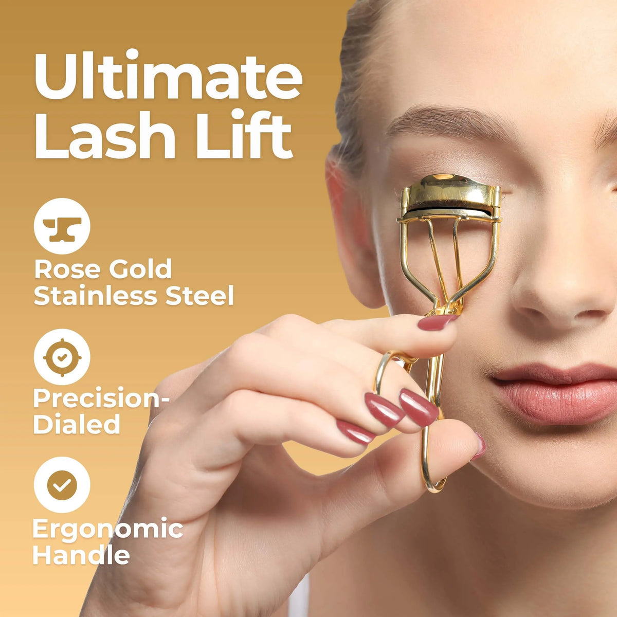 Rose Gold Eyelash Curlers Kit Premium Lash Curler for Perfect Lashes Universal Makeup