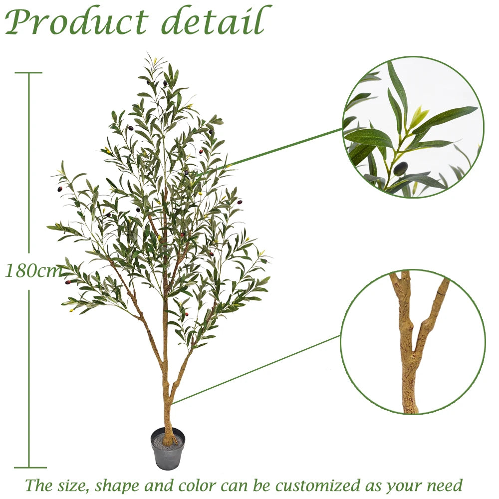 Artificial Olive Topiary Tree for Indoor Decor, Faux Green Plant
