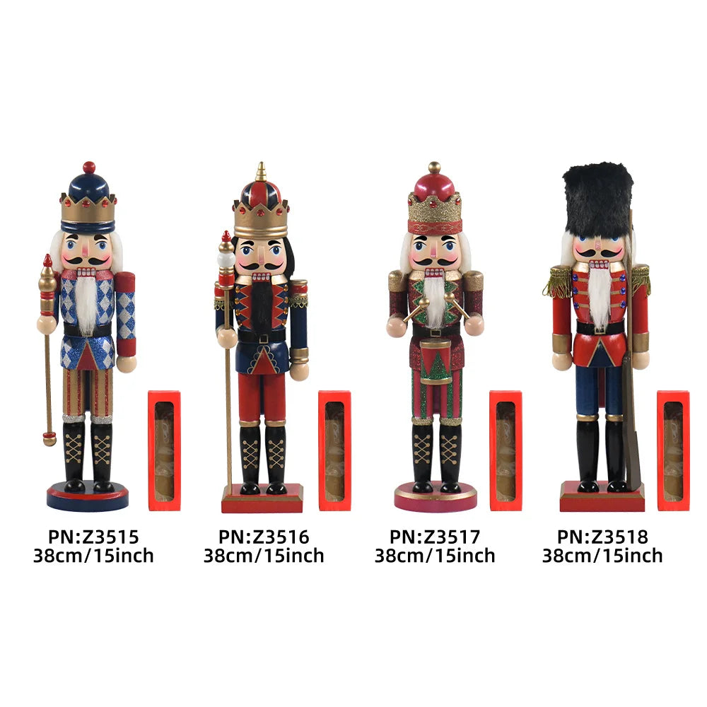 Customizable Handicraft Traditional Christmas Decoration 36cm Wooden Nutcracker Doll