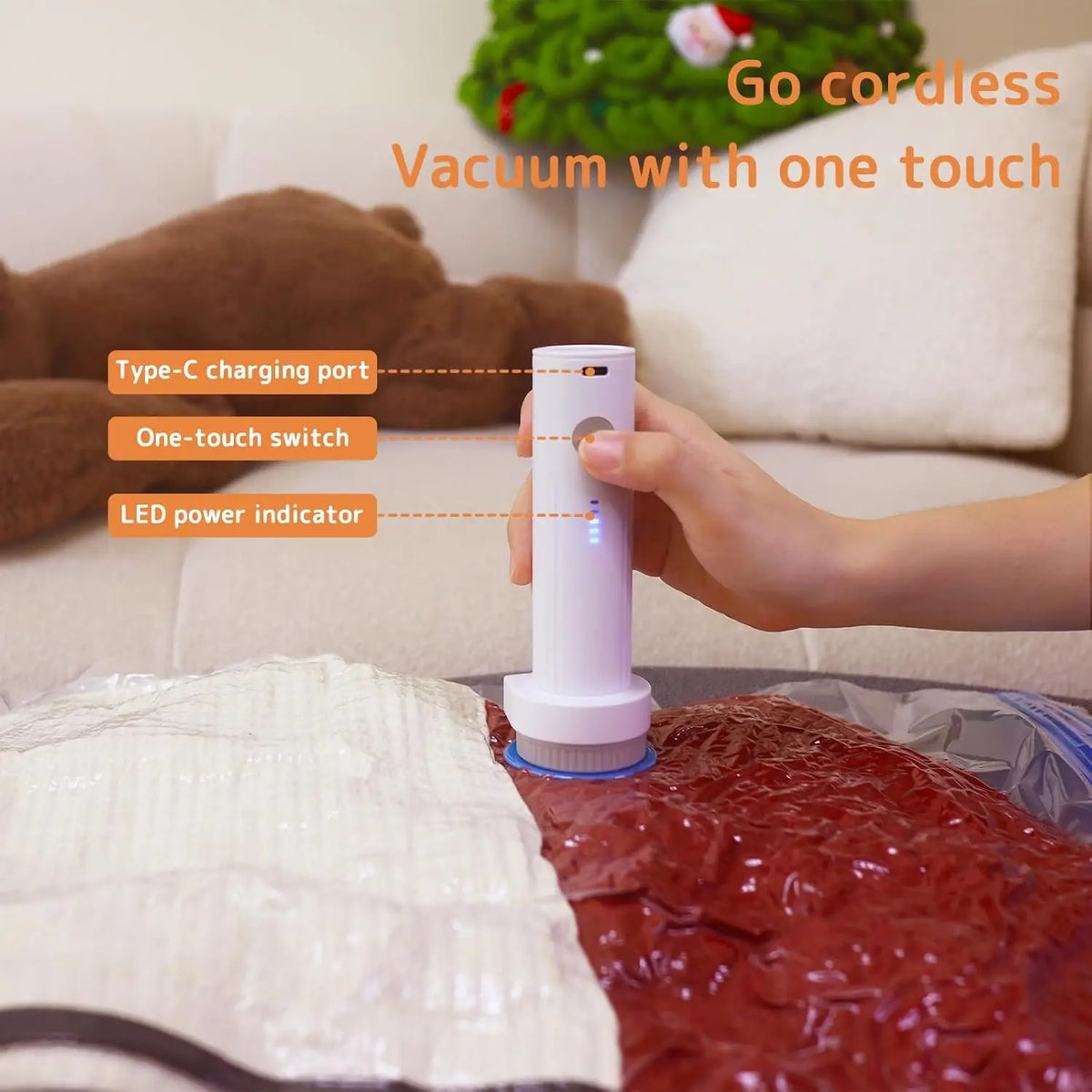 Multiple Packs PA+PE Vacuum Bags Travel Rechargeable Cordless Type-C Pump Carry-On (Pack of 2)