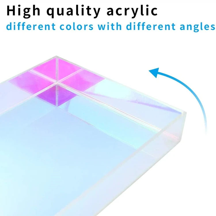 Decorative Rainbow Acrylic Storage Tray Makeup Plastic Storage Organizer Tray