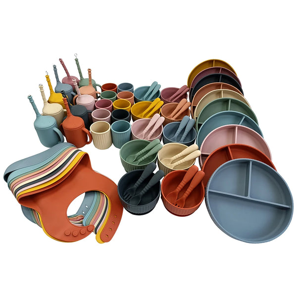 Silicone Tableware Baby Products Eating Set Feeding Supplies Dining Plate Set Baby