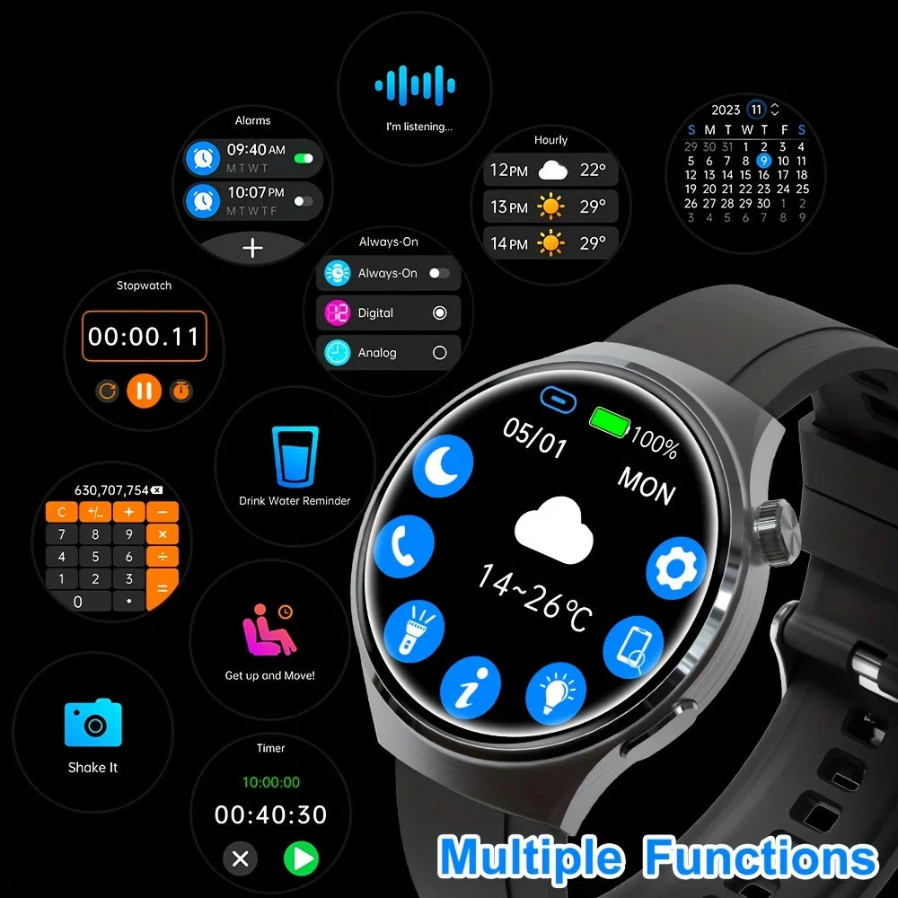 V19Z Smart Watch Men 1.39'' HD Screen Calling Waterproof Heart Rate Sports Fitness