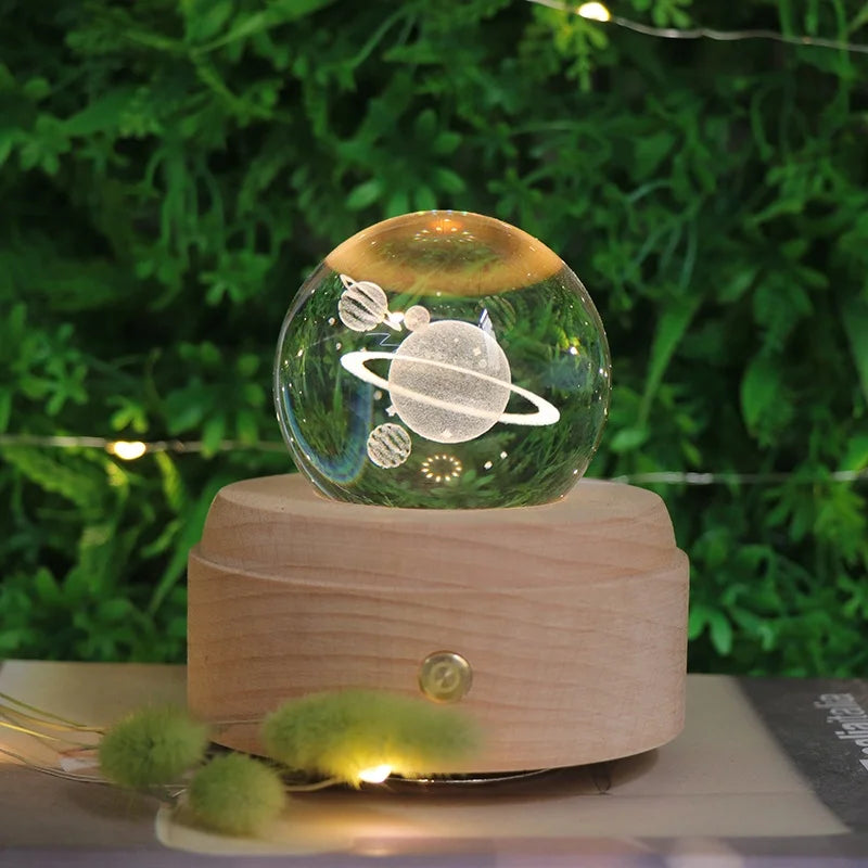 Creative Electronic Gift Lamp Decoration 3D Crystal Ball Night Light With Rotating Music