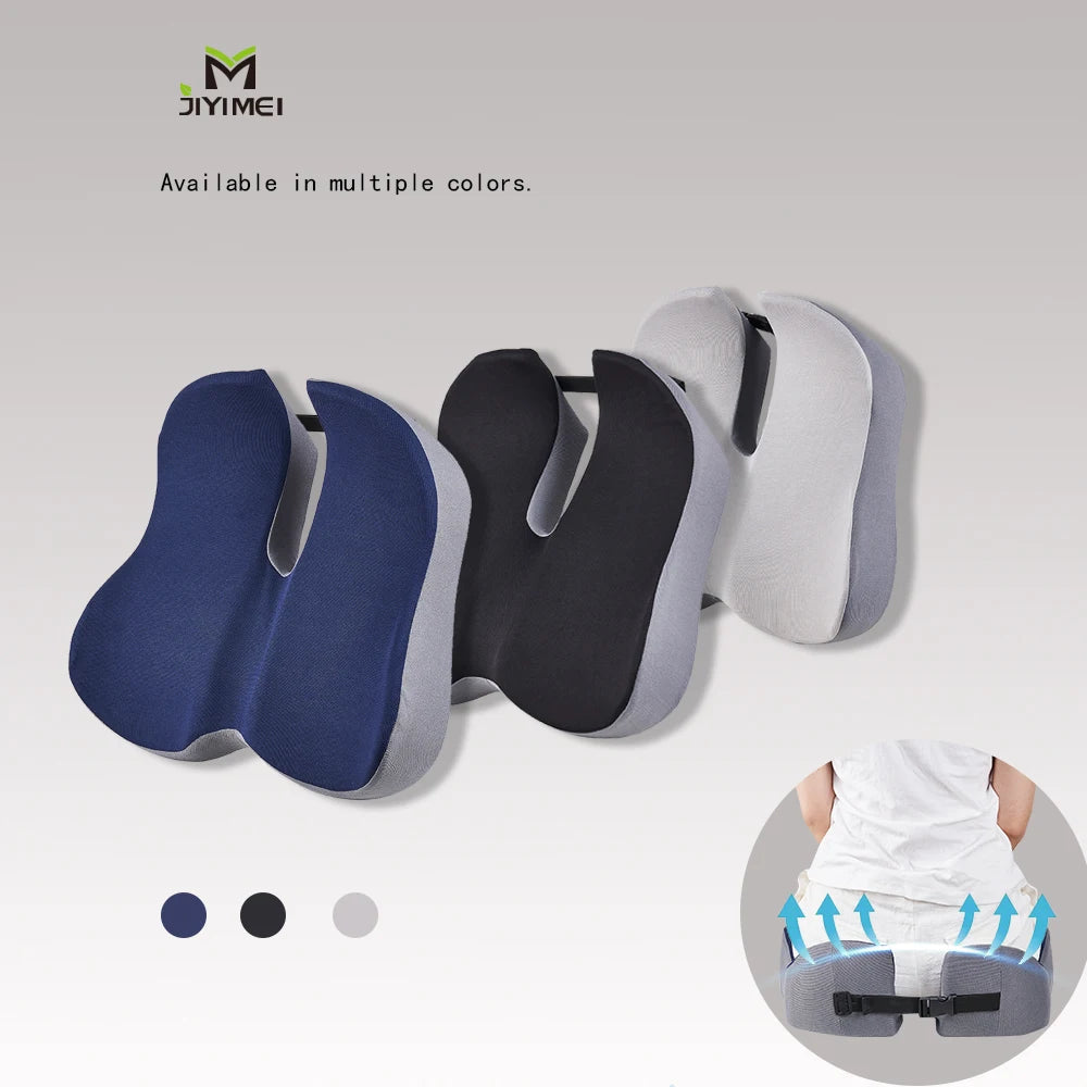 Ergonomic Memory Foam Coccyx Orthopedic Seat Cushion Air Mesh Cover Eco-Friendly Washable
