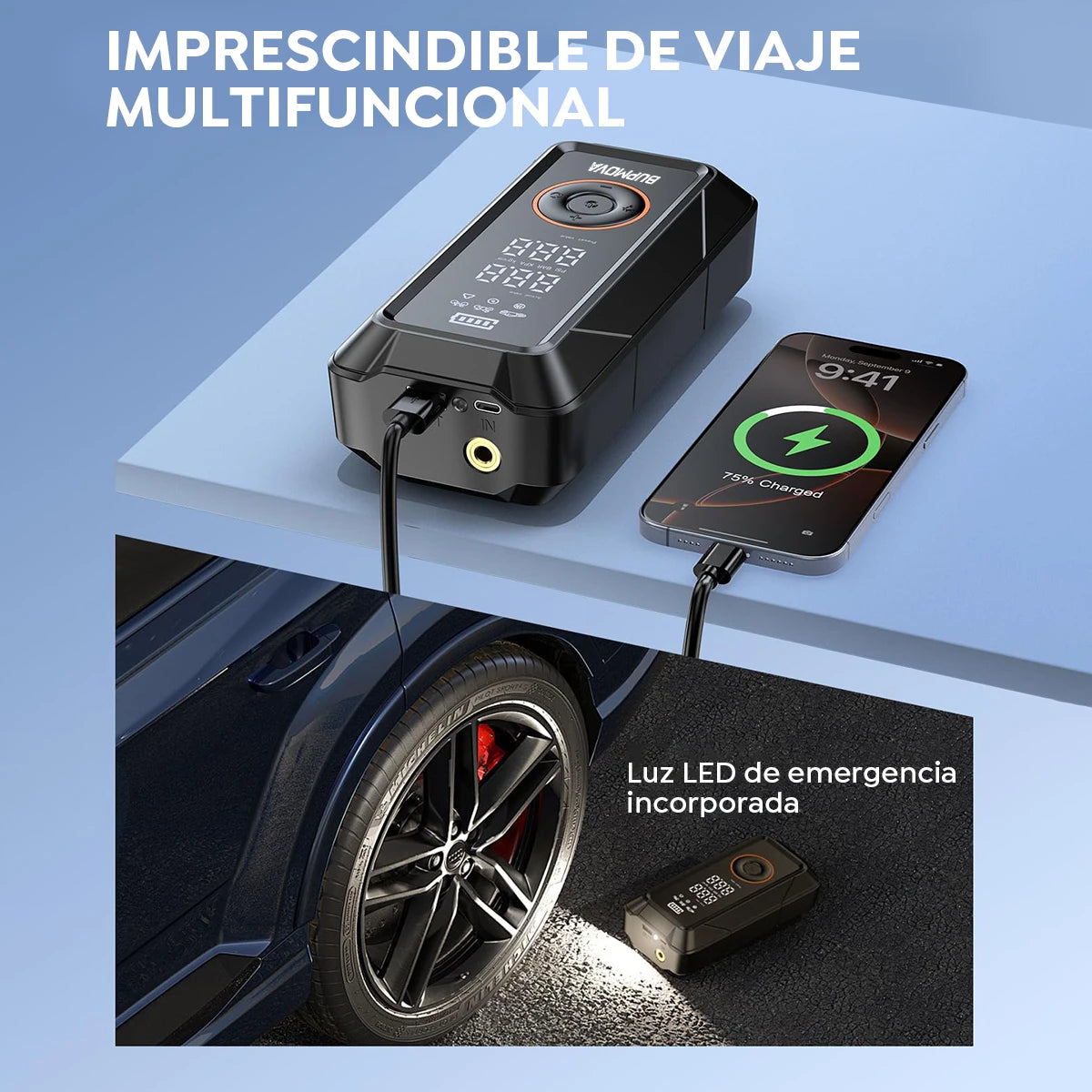 New Portable Car Tyre Inflator for Car Bike & Motorcycle Tires Easy with Pressure Monitor
