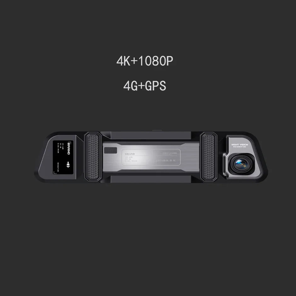 4G GPS 9.66 Inch Black Dash Cam Car DVR Mirror Front/Rear 4K+1080P HD Touch Screen Video