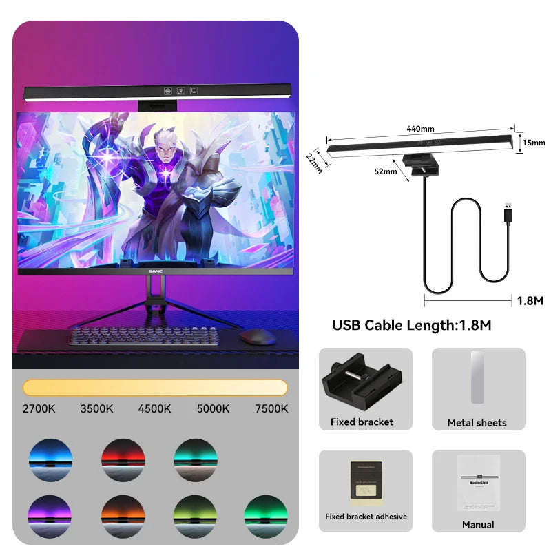 Usb Dimmable Display Rgb Lights for Eye Protect Laptop Lamps Led PC Computer Monitor