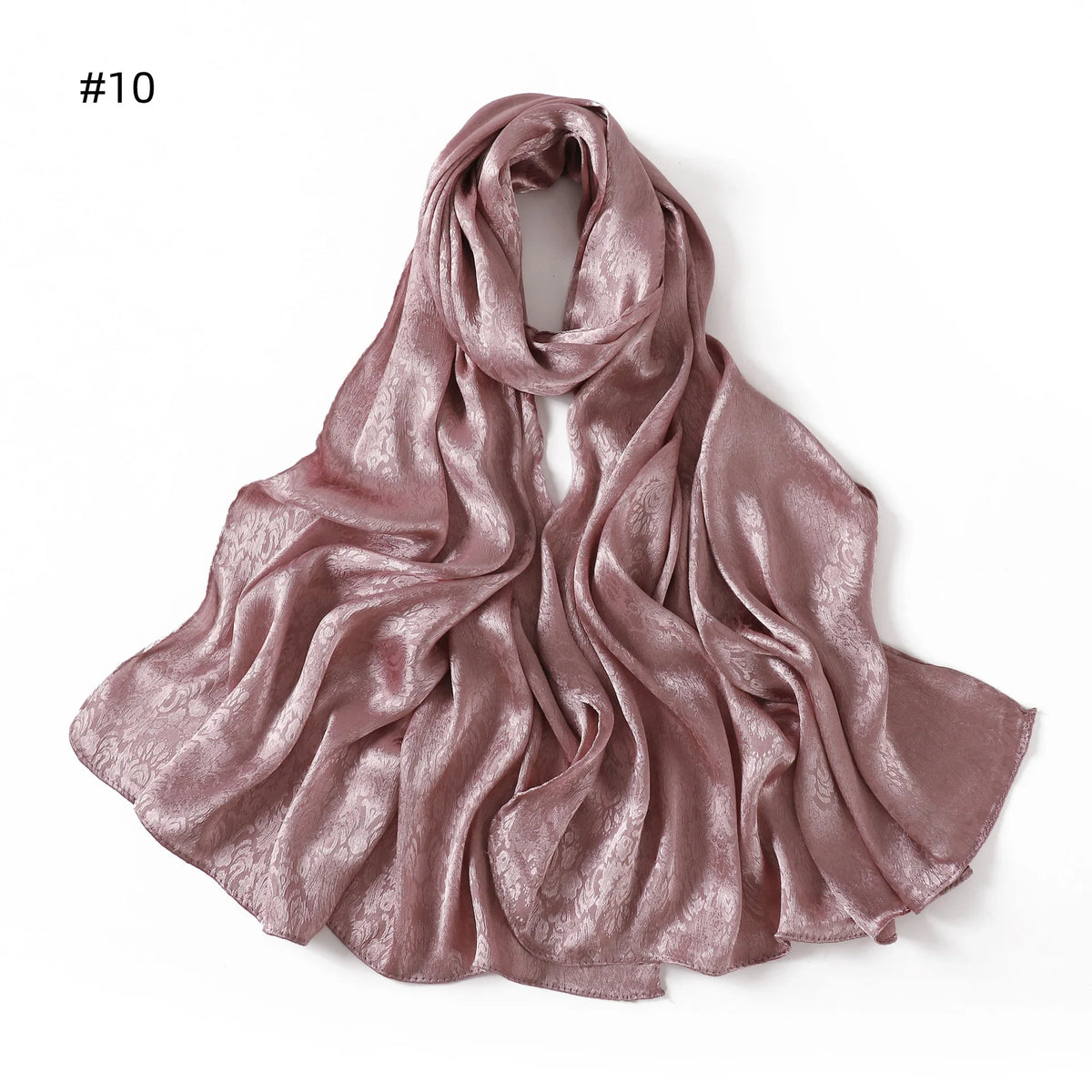 New Solid Color Satin Jacquard Long Scarf Breathable Soft Faux Silk